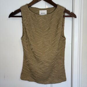 Reformation Textured Wavy Sleeveless Top Tan Deadstock Fabric XS